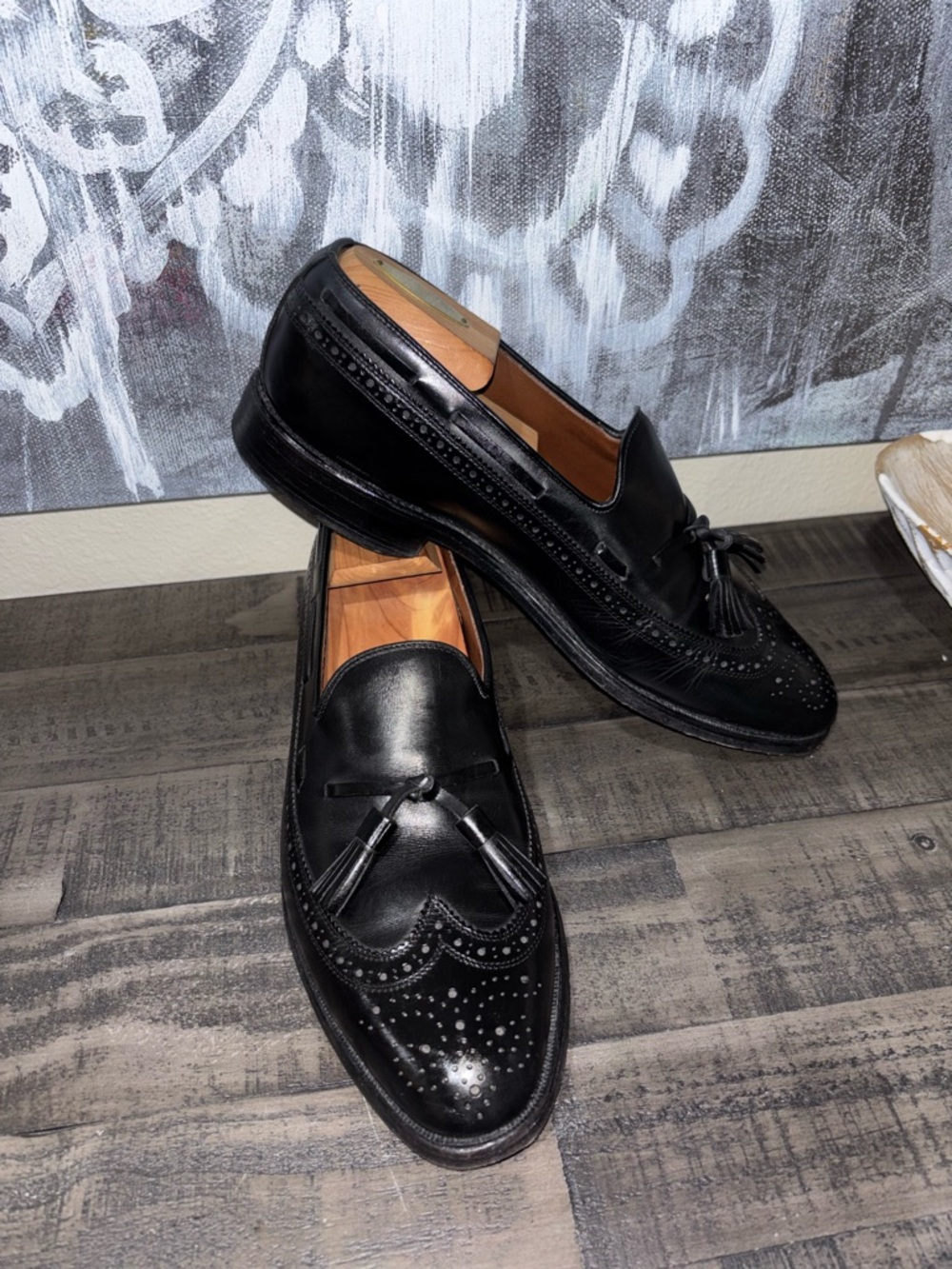 Allen Edmonds Manchester tassel loafers in black calfskin leather SZ 8.5 - Picture 4 of 11